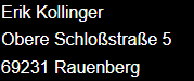 Adresse von Erik Kollinger